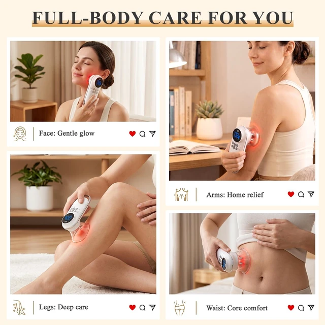 Alt view image 4 of 7 - Cellulite Massage Tool,Lymphatic Drainage Massager | Heat/Light/Suction/GuaSha, 5000mAh Cordless, Arms/Legs/Abdomen/Back, Firm/Relieve, Men/Women Gift White