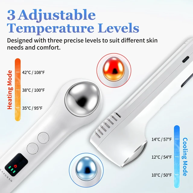 Alt view image 4 of 7 - Cold and Heat Wand for Face, Depuffing Wand for Puffiness | NTC Adjustable Temperature, Zinc Alloy Head, Rechargeable and Portable, Skincare Beauty Device for Home and Travel