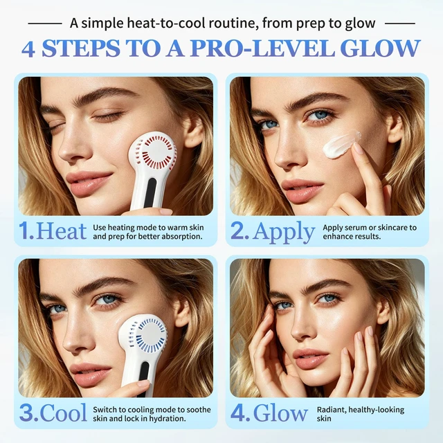 Alt view image 5 of 7 - Cold and Heat Wand for Face, Depuffing Wand for Puffiness | NTC Adjustable Temperature, Zinc Alloy Head, Rechargeable and Portable, Skincare Beauty Device for Home and Travel