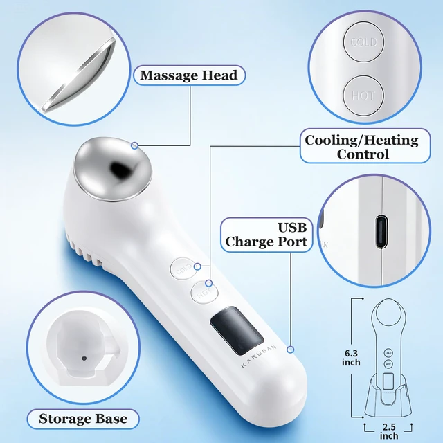 Alt view image 6 of 7 - Cold and Heat Wand for Face, Depuffing Wand for Puffiness | NTC Adjustable Temperature, Zinc Alloy Head, Rechargeable and Portable, Skincare Beauty Device for Home and Travel
