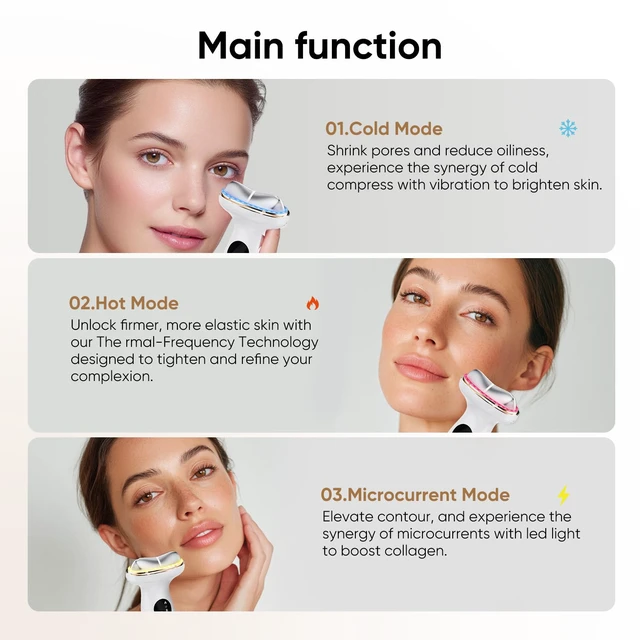 Alt view image 7 of 7 - 7-in-1 Microcurrent Facial Device, Gua Sha Red Light Face & Neck Massager | 7 Color LED Light Therapy, Hot Cold Gua Sha, Face Sculpting & Depuffing, Microcurrent Facial Massager