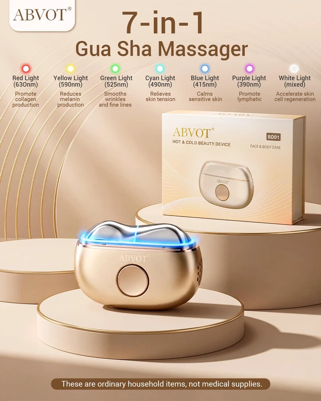 Alt view image 3 of 7 - Red Light Gua Sha Tool for Face with 7 Light Modes, Heat & Cooling | Electric Gua Sha & Face Massager for Daily Skincare, Facial Massage & At-Home Care