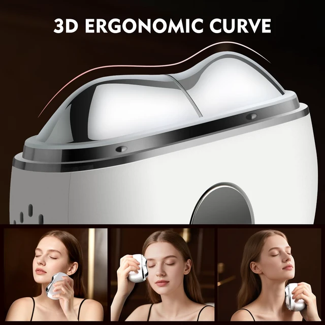Alt view image 5 of 7 - Electric Gua Sha Face Massager, 7-in-1 Red Light Therapy Facial Scraping | Hot & Cold Facial Massager Scraping Tool with Vibration, Pulse, Heated Lifting, Ice Roller