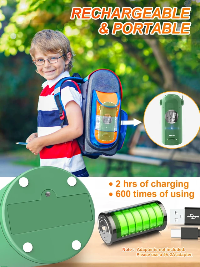 Alt view image 5 of 6 - Electric Pencil Sharpener, Fully Automatic Pencil Sharpener for Classroom, Robot Sharpeners for 7-11.5mm No.2/Jumbo/Colored Pencils, Auto in & Out, Rechargeable & Cordess, Hands-Free, PSX5,Green