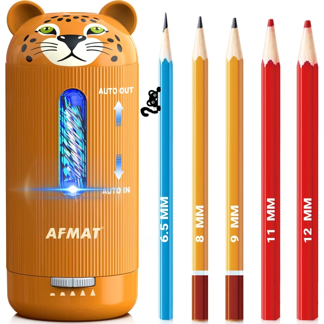 Main image of Electric Pencil Sharpener, Fully Automatic, for 6.5-12mm Pencils | Rechargeable & Cordless, Auto in & Out, 5 Nibs, 7K+ Uses, Replaceable Blade, Cute Sharpener for Classroom/Home/Office, PSY1