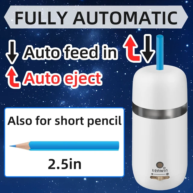 Alt view image 2 of 7 - Electric Pencil Sharpener for 7-12mm Pencil Built-in Breathing Light | Fully Automatic, Rechargeable Pencil Sharpener Cordless, Handsfree Auto in&Eject, 3 Selectable Adjustable Pencil Nibs