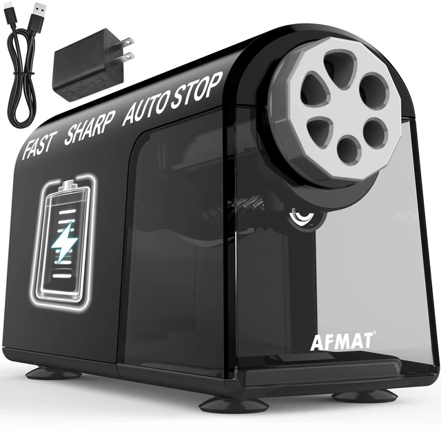 Main image of Electric Pencil Sharpener for Classroom, 6 Holes, Cordless & Rechargeable, Fast Sharpen, Auto Stop, 10K+ Uses, Heavy Duty Pencil Sharpener for 6-11mm No.2/Large/Colored Pencils