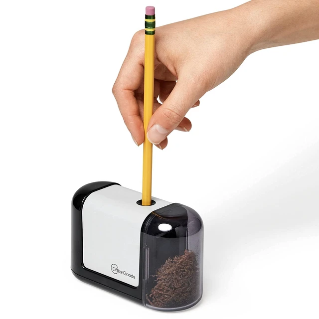 Alt view image 2 of 7 - Mini-Pro Electric Pencil Sharpener, Cordless, Black | Portable sharpener, Battery powered, Sharpens colored pencils or drafting pencils, Aesthetic office or school supplies