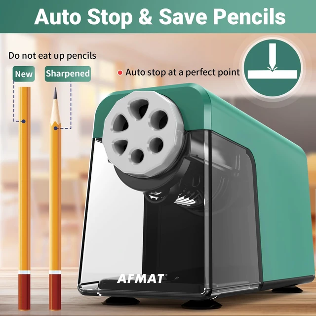 Alt view image 5 of 7 - 6-Hole Pencil Sharpener for Classroom, Cordless & Rechargeable, Heavy Duty Electric Pencil Sharpener for 6-11mm Colored Pencils, Auto Stop, Super Fast, 10,000+ Sharpenings, Battery Powered, PSD1