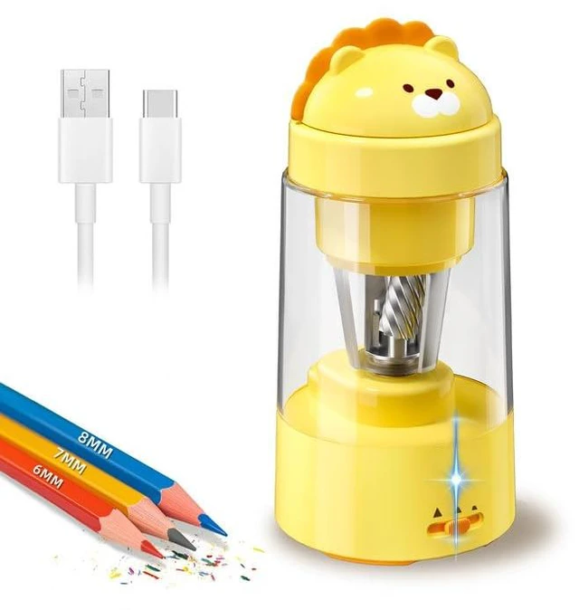 Main image of Fully Automatic Lion Pencil Sharpener,Rechargeable for Colored Pencils | 2 Blades,Auto in & Out,3 Adjustable Modes,Portable for No.2/Colored Pencils(6-8mm), Classroom/Office/Home