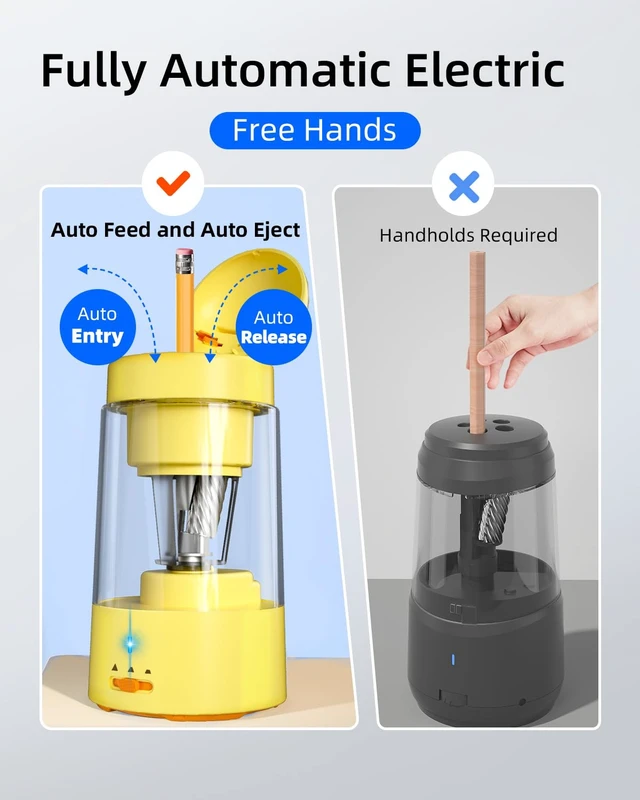 Alt view image 2 of 7 - Fully Automatic Lion Pencil Sharpener,Rechargeable for Colored Pencils | 2 Blades,Auto in & Out,3 Adjustable Modes,Portable for No.2/Colored Pencils(6-8mm), Classroom/Office/Home