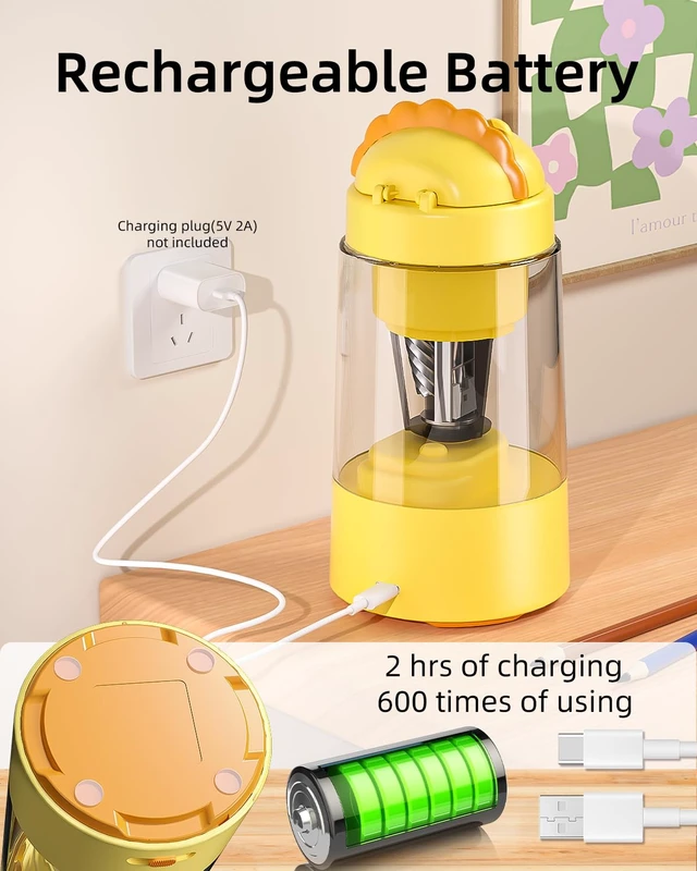 Alt view image 6 of 7 - Fully Automatic Lion Pencil Sharpener,Rechargeable for Colored Pencils | 2 Blades,Auto in & Out,3 Adjustable Modes,Portable for No.2/Colored Pencils(6-8mm), Classroom/Office/Home