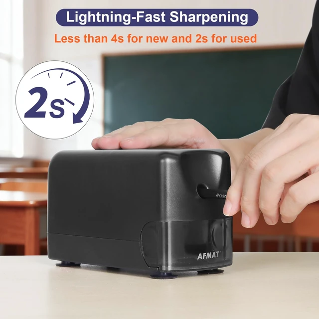 Alt view image 4 of 7 - Electric Pencil Sharpener for Classroom, Cordless & Rechargeable, Heavy Duty Pencil Sharpener for 6-11mm No.2/Colored Pencils, 10K+ Uses, Auto Stop, 2s Fast Sharpen, Battery Powered with Adapter
