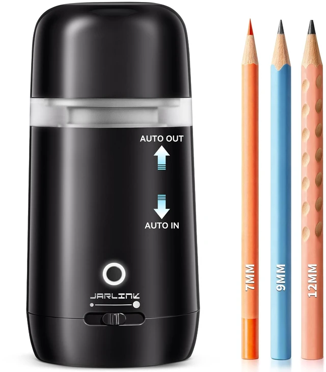 Main image of Automatic Electric Pencil Sharpener, Rechargeable | 3 Sharpness Levels, 3s Quick Sharpen, Fits 7-12mm Pencils, Portable Design for Home and Classroom Use, Black