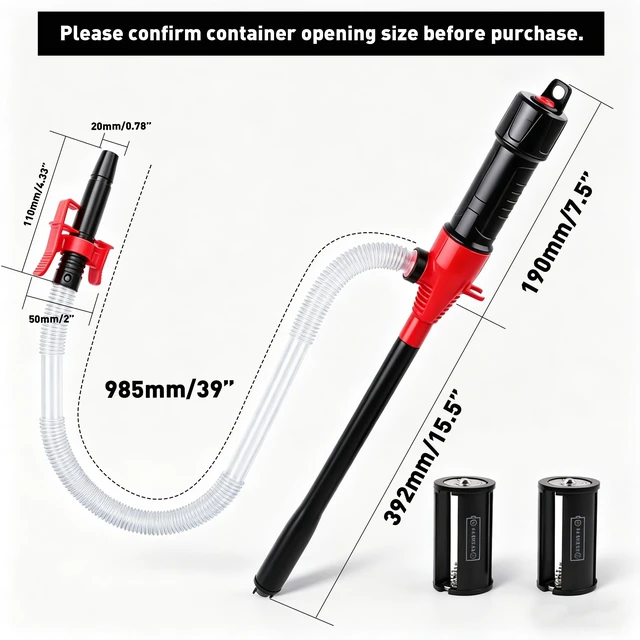 Alt view image 2 of 7 - Electric Hand Pump, Portable Battery Powered Transfer Pump, Multi-Use Siphon Liquid Extractor for Gasoline, Diesel, Fuel, and Water Transfer