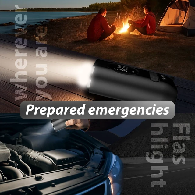 Alt view image 5 of 7 - VT03 Portable Tire Inflator, 150 PSI Cordless Air Pump | 2000mAh rechargeable battery, digital display, 5 smart modes, auto shut-off, LED light, car-bike-ball nozzles.
