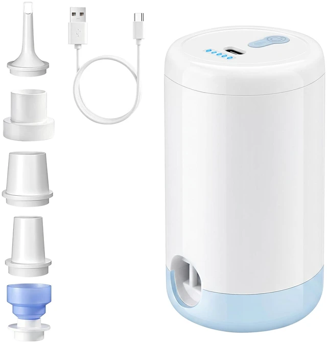 Main image of Portable Air Pump for Inflatables, Rechargeable Air Mattress Pump | Ultra-Fast and Mini Electric Air Pump, 5 Nozzles Inflate Deflate for Air Beds, Pool Floats, Vacuum Storage Bags,Sleeping Pads