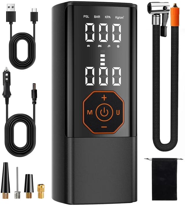 Main image of Tire Inflator Portable Air Compressor Cordless Air Pump for Car 180PSI | 3X Faster Inflation, Auto Shutoff, Digital Dual Display, ±1 PSI Accuracy, LED Light, USB-C Rechargeable, Power Bank