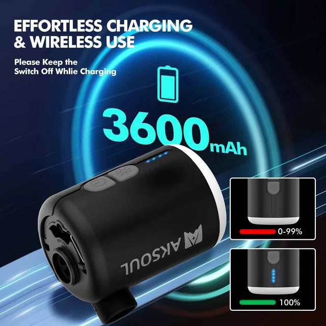 Alt view image 3 of 6 - Portable Air Mattress Pump for Inflatables: USB Rechargeable Battery Powered Mini Inflator - Inflate & Deflate Electric Operated Pumps with Light for Camping Pool Inflatable Float
