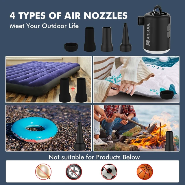 Alt view image 6 of 6 - Portable Air Mattress Pump for Inflatables: USB Rechargeable Battery Powered Mini Inflator - Inflate & Deflate Electric Operated Pumps with Light for Camping Pool Inflatable Float