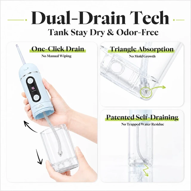 Alt view image 7 of 7 - C2 Portable Water Flosser, Cordless Oral Irrigator with UV-C Clean Mode, 4 Modes, Waterproof Rechargeable Dental Flosser with 4 Nozzles and Travel Bag (Pink)