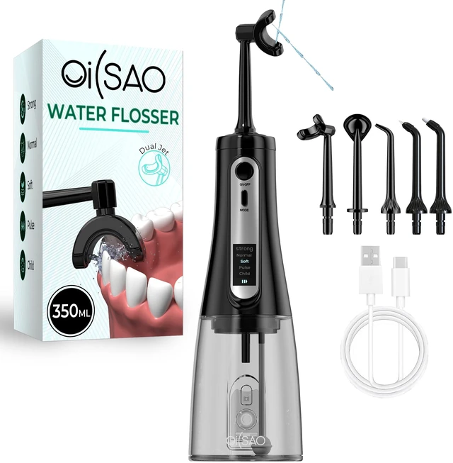 Main image of Water Dental Flosser Pick for Teeth,Cordless Rechargeable Portable Flosser | U-Type 360° Cleaning & LED Display,350ML Tank,5 Cleaning Modes,USB-C,Water Flosser for Braces, Sensitive Gums & Travel