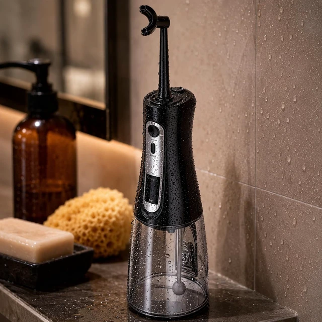 Alt view image 6 of 7 - Water Dental Flosser Pick for Teeth,Cordless Rechargeable Portable Flosser | U-Type 360° Cleaning & LED Display,350ML Tank,5 Cleaning Modes,USB-C,Water Flosser for Braces, Sensitive Gums & Travel