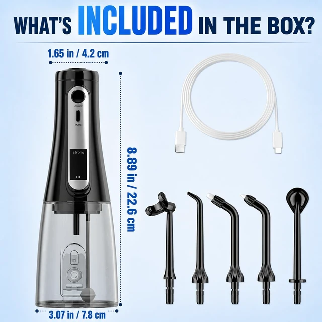Alt view image 7 of 7 - Water Dental Flosser Pick for Teeth,Cordless Rechargeable Portable Flosser | U-Type 360° Cleaning & LED Display,350ML Tank,5 Cleaning Modes,USB-C,Water Flosser for Braces, Sensitive Gums & Travel