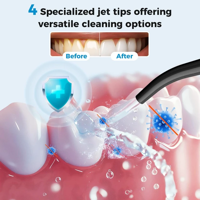 Alt view image 2 of 6 - Water Flosser for Teeth Pick,360ML Rechargeable Travel Oral Irrigator Cleaner,IPX7 Waterproof Daily Dental Care Machine for Home (Black)