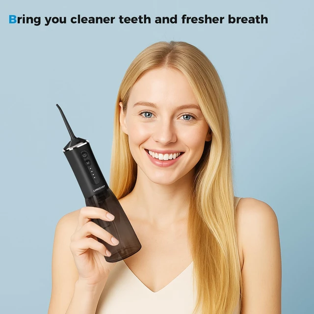 Alt view image 6 of 6 - Water Flosser for Teeth Pick,360ML Rechargeable Travel Oral Irrigator Cleaner,IPX7 Waterproof Daily Dental Care Machine for Home (Black)