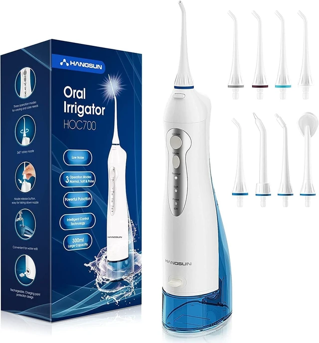 Main image of Water Flosser Cordless Oral Irrigator Rechargeable Dental Water Jet HOC700 for Teeth Braces with 300ML Water Tank and 4 Jet Tips for Travel & Home Use