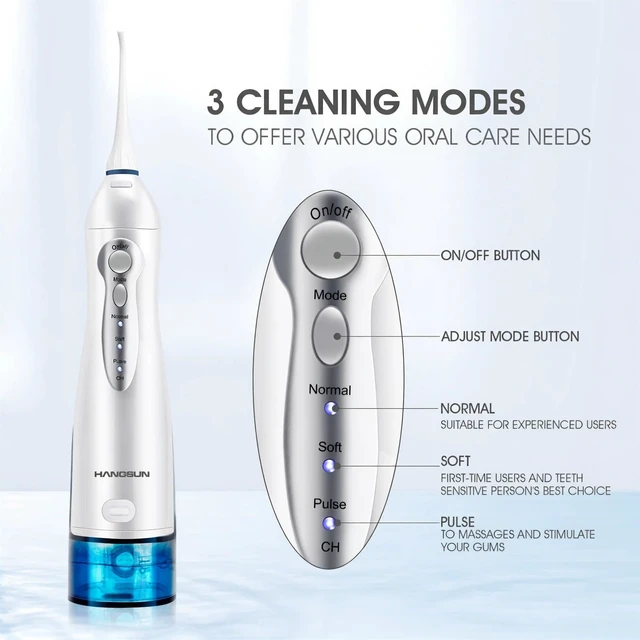 Alt view image 3 of 7 - Water Flosser Cordless Oral Irrigator Rechargeable Dental Water Jet HOC700 for Teeth Braces with 300ML Water Tank and 4 Jet Tips for Travel & Home Use