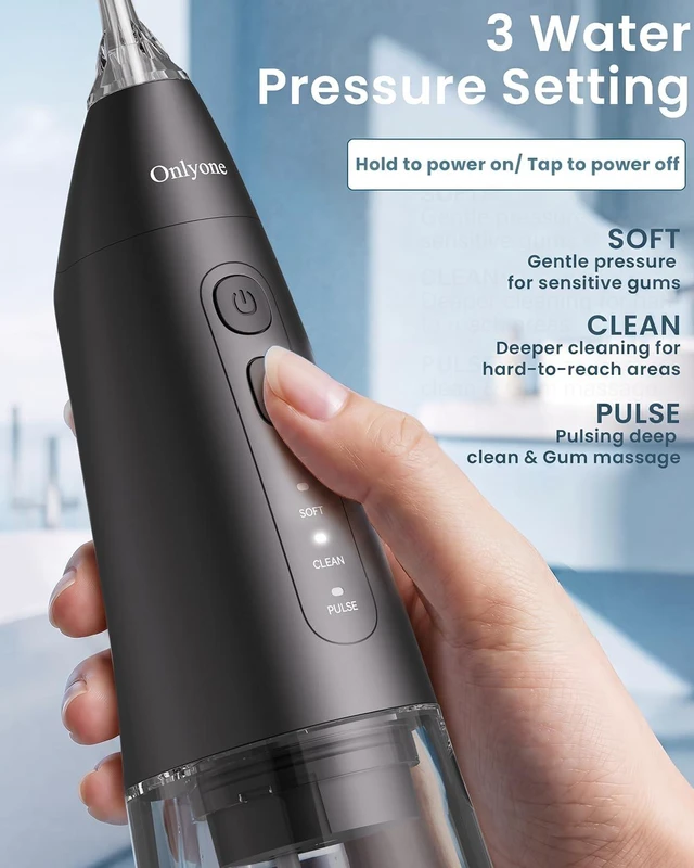 Alt view image 2 of 7 - Portable Water Flosser with 3 Settings, 5 Tips for Daily Oral Care | Rechargeable Cordless Oral Irrigator for Orthodontic & Sensitive Gums, Cordless for Home and Travel Use,300ML Larger Tank