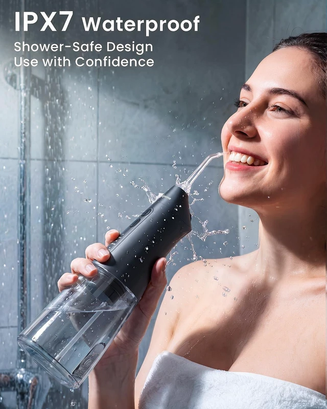 Alt view image 6 of 7 - Portable Water Flosser with 3 Settings, 5 Tips for Daily Oral Care | Rechargeable Cordless Oral Irrigator for Orthodontic & Sensitive Gums, Cordless for Home and Travel Use,300ML Larger Tank