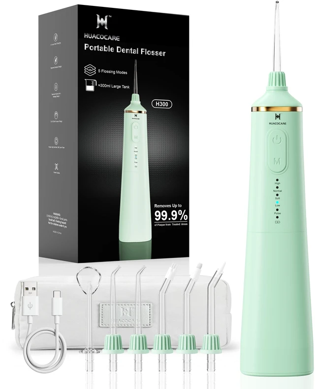 Main image of Upgraded Water Flosser 300ml Large Tank, 5 Modes Professional Cordless Oral Irrigator, High-Pressure Pulse Water Dental Cleaner for Home & Travel, Remove Plaque, Healthy Gums (Green)