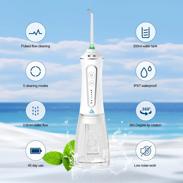 Alt view image 2 of 6 - Dental Flosser with 5 Modes, Cordless Travel Dental Flosser, Rechargable, Long Lasting Battery, 300ml Water Tank, Travel Friendly. FDA Accepted.