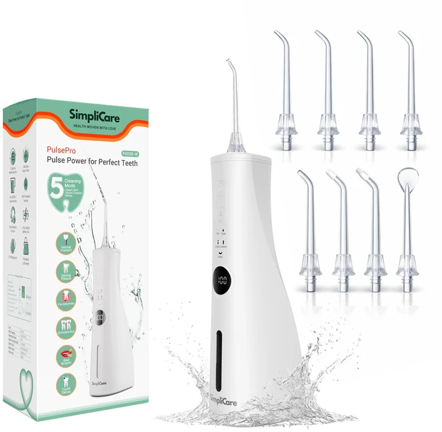 Main image of Cordless Water Flosser, 10-150 PSI, 5 Modes, IPX7, 8 Tips | 5 Cleaning Modes, 10oz Tank, 1,200-1,800 Pulses/Min, 2500mAh USB-C Rechargeable, IPX7 Waterproof, 8 Jet Tips, Whisper-Quiet