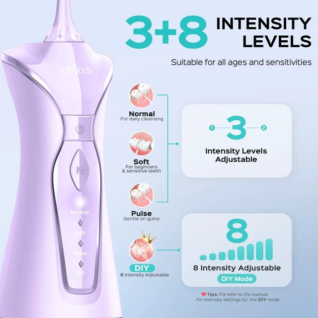 Alt view image 4 of 7 - C30 Portable Water Dental Flosser Pick Teeth, Upgraded DIY Mode | 300ML Larger Tank, 4 Modes for Family Gentle & Precision Oral Care, Cordless Portable for Home Travel Use, Purple, 1Pcs