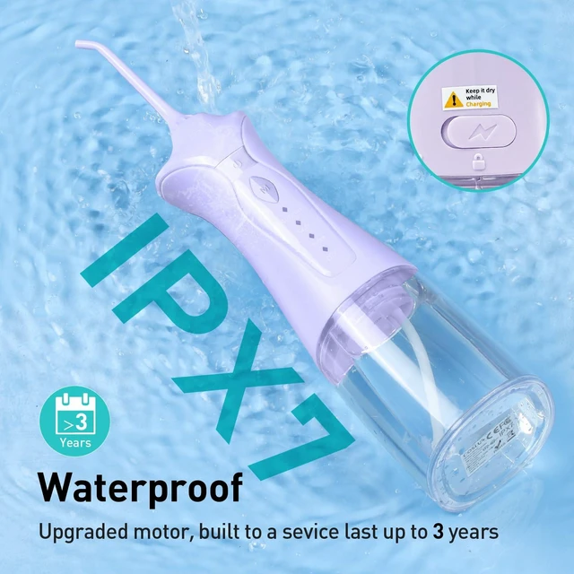 Alt view image 7 of 7 - C30 Portable Water Dental Flosser Pick Teeth, Upgraded DIY Mode | 300ML Larger Tank, 4 Modes for Family Gentle & Precision Oral Care, Cordless Portable for Home Travel Use, Purple, 1Pcs