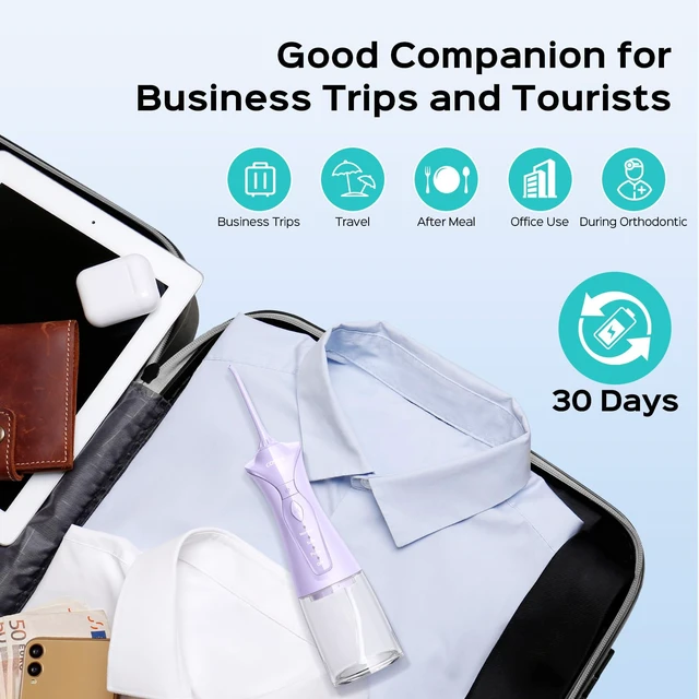 Alt view image 6 of 7 - C30 Portable Water Dental Flosser Pick Teeth, Upgraded DIY Mode | 300ML Larger Tank, 4 Modes for Family Gentle & Precision Oral Care, Cordless Portable for Home Travel Use, Purple, 1Pcs
