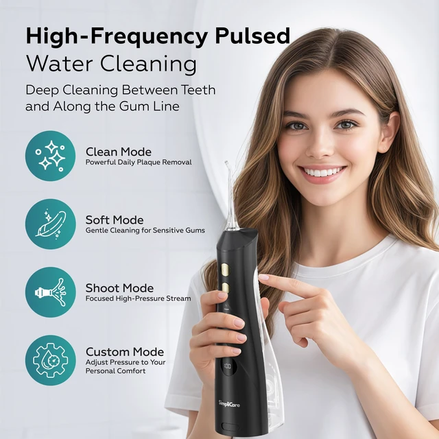 Alt view image 5 of 7 - Cordless Water Flosser, 10-150 PSI for Braces & Sensitive Gums | 4 Pressure Modes (10-150 PSI), 270ml BPA-Free Tank, IPX7 Waterproof, USB-C Rechargeable Up To 15 Days, Whisper-Quiet
