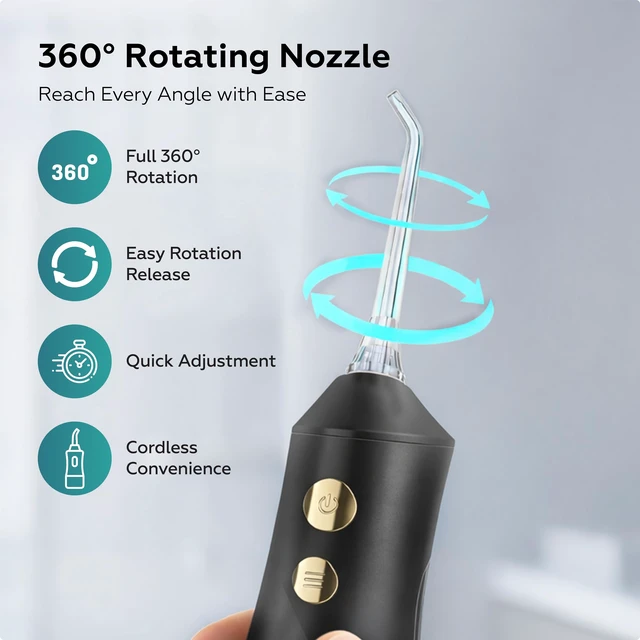 Alt view image 6 of 7 - Cordless Water Flosser, 10-150 PSI for Braces & Sensitive Gums | 4 Pressure Modes (10-150 PSI), 270ml BPA-Free Tank, IPX7 Waterproof, USB-C Rechargeable Up To 15 Days, Whisper-Quiet