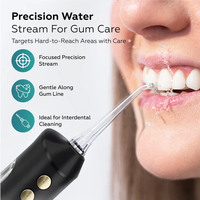 Alt view image 7 of 7 - Cordless Water Flosser, 10-150 PSI for Braces & Sensitive Gums | 4 Pressure Modes (10-150 PSI), 270ml BPA-Free Tank, IPX7 Waterproof, USB-C Rechargeable Up To 15 Days, Whisper-Quiet