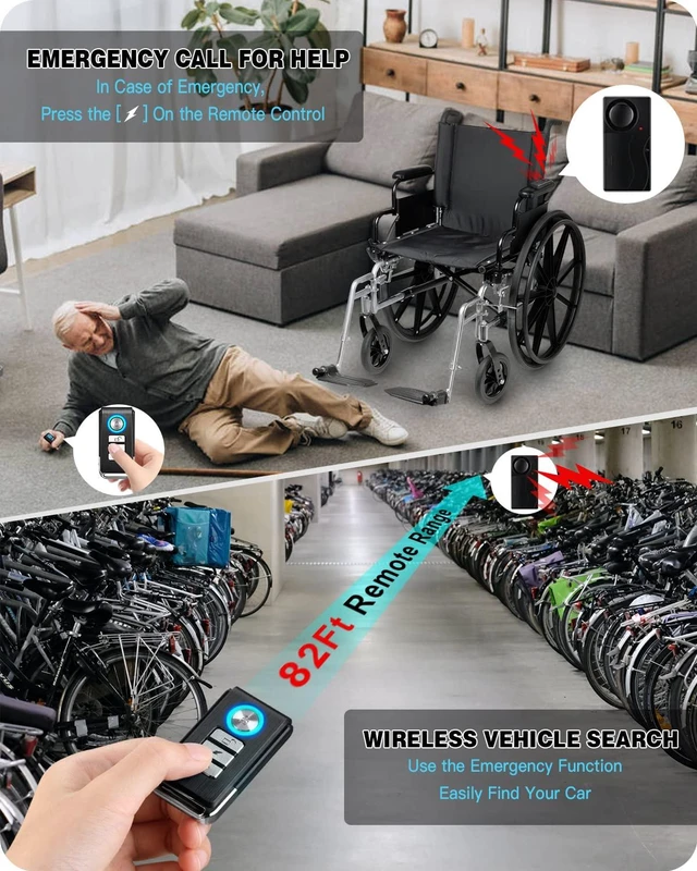 Alt view image 4 of 7 - 110db Motorcycle Alarm with Remote Control Wireless Vibration Anti-Theft Bike/Motorbike/Vehicle Security Alarms, Door and Window Alarm