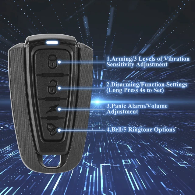 Alt view image 6 of 6 - 115dB Bike Alarm with Remote Motion Sensor Anti-Theft 2 Pack | Waterproof, Wireless Remote Control, Vibration Anti-Theft Security System, Fit eBike Motorcycle Bicycle