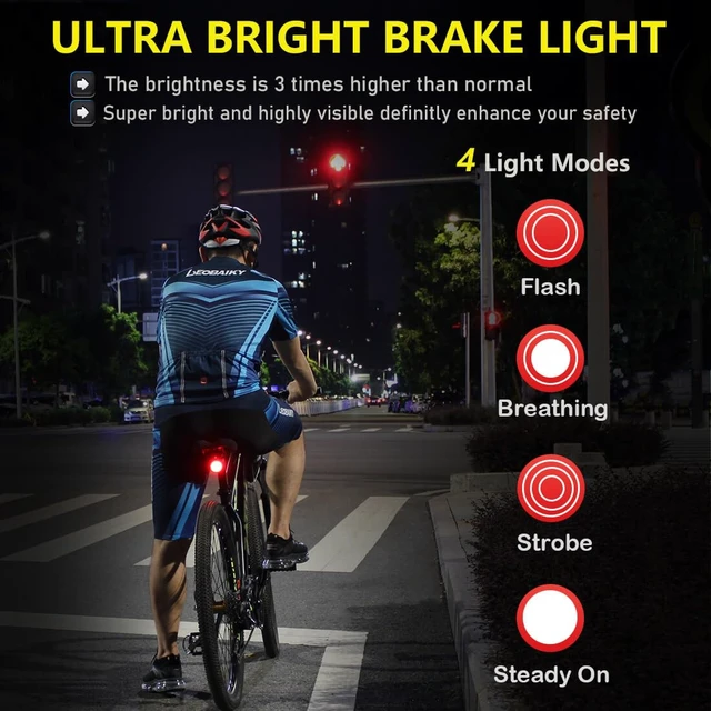Alt view image 3 of 6 - Smart Bike Tail Light: USB Rechargeable Rear Bicycle Brake Light High Lumen Safety Red Led Cycling Taillight (Classic Alarm Brake Light)