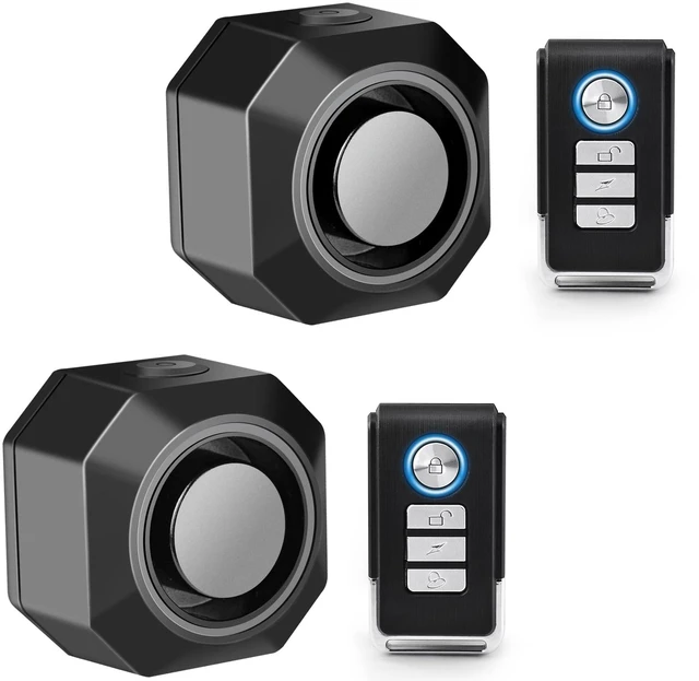 Main image of 110dB Bike Alarm with Seatpost Bracket, USB-C Recharge with Remote | 3 Ringtone & 3 Volume & 7 Sensitivity Adjustable, IP65 Waterproof, 229FT Wireless Range, Anti-Theft Vibration, 2 Pack
