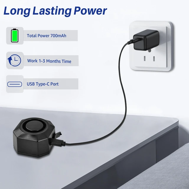 Alt view image 5 of 6 - 110dB Bike Alarm with Seatpost Bracket, USB-C Recharge with Remote | 3 Ringtone & 3 Volume & 7 Sensitivity Adjustable, IP65 Waterproof, 229FT Wireless Range, Anti-Theft Vibration, 2 Pack