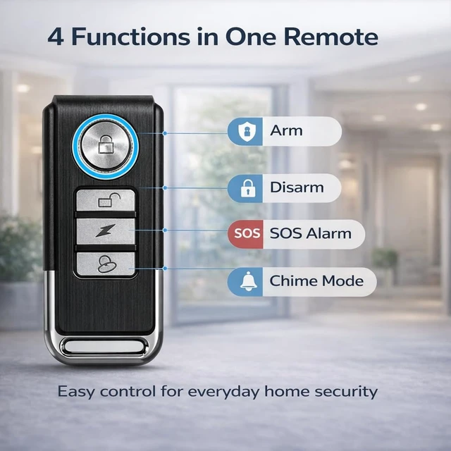Alt view image 3 of 5 - Extra Remote for Wireless Anti-Theft Alarm System | Door and Window Security Alarm, Bike Alarm, Remote Control Key Fob Replacement
