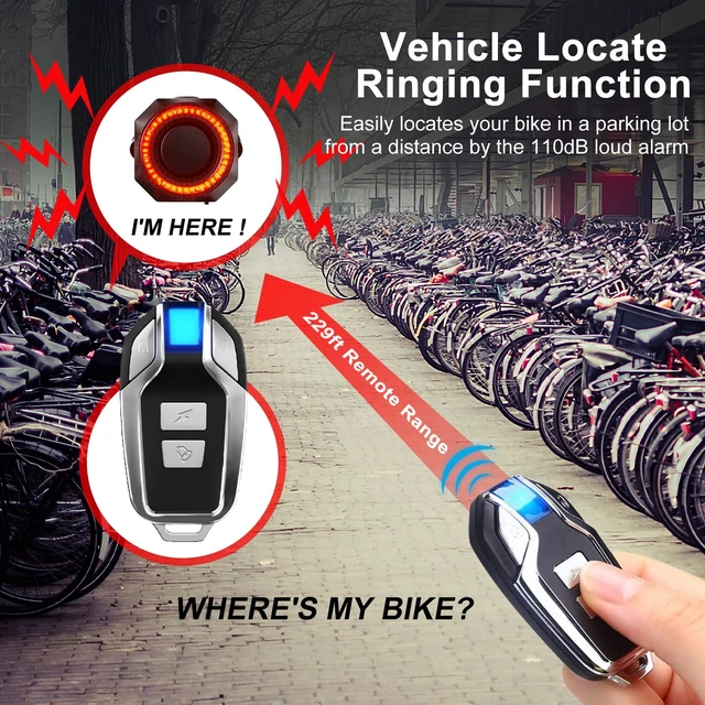Alt view image 5 of 7 - 110 dB Bike Alarm with Smart Tail Light, Anti Theft Bicycle Alarm with Remote, Rear Bike Light USB Rechargeable, 4 Light Modes Bicycle Tail Lights Waterproof Cycling Brake Light